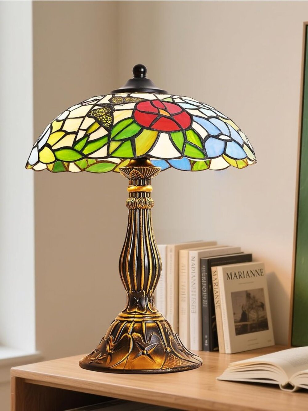 Tiffany Style 14.6" Handmade Stained Glass Table Lamp